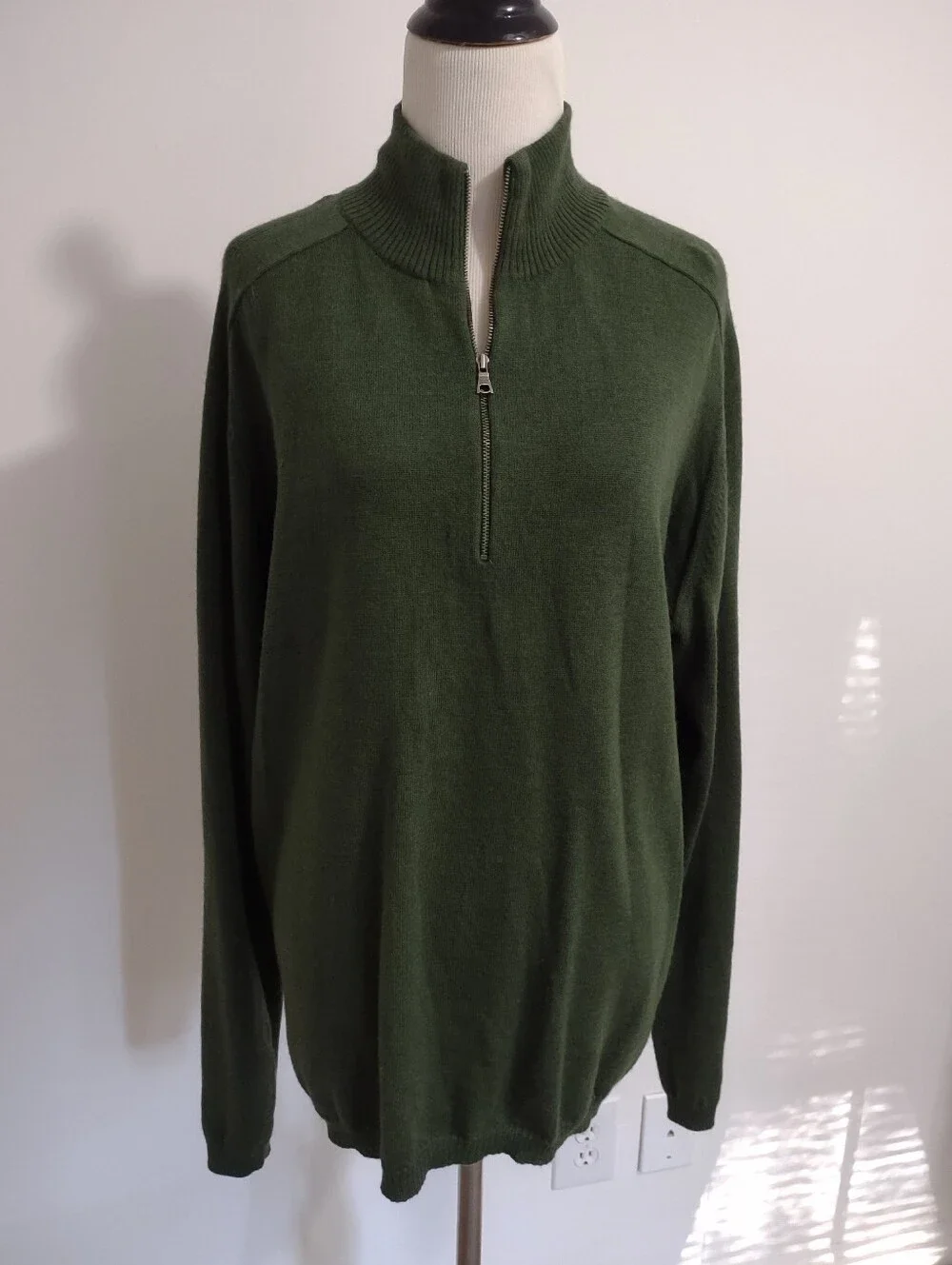 Banana Republic Merino Men's Half-Zip Sweater in Dark Green